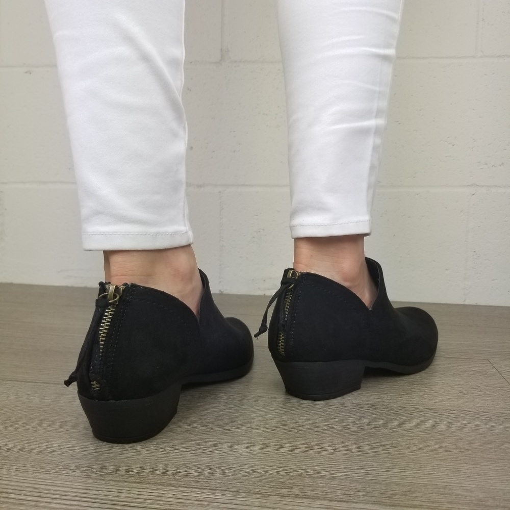 Black Vegan Suede Ankle Booties -N - Picture 6 of 6